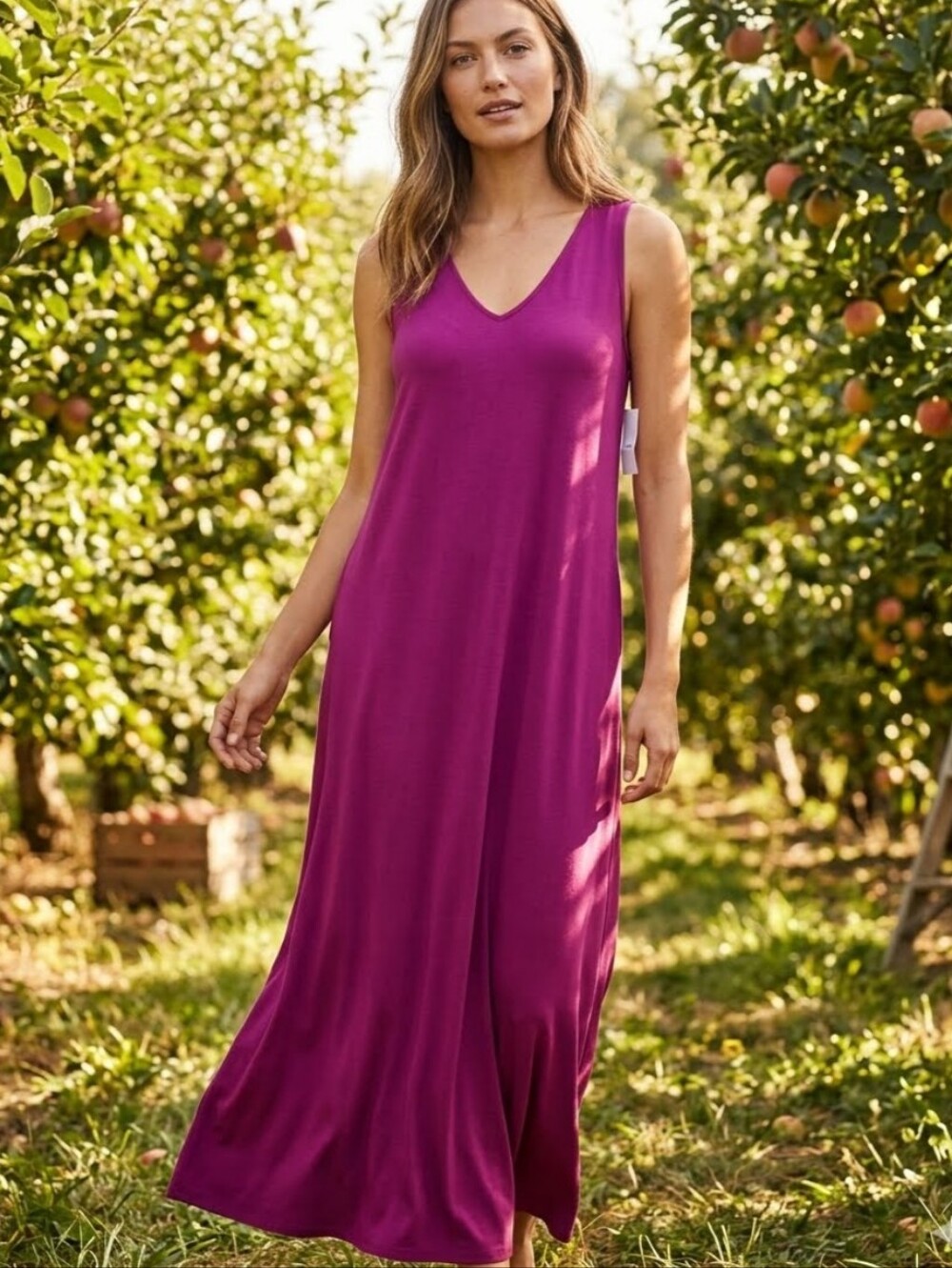 🖐🏽 Old Navy long fucia maxi sun dress w elastic back